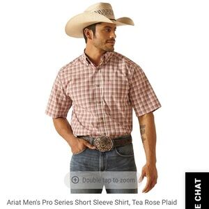 Ariat Pro Series Plaid Shirt Men’s XL Button Down S/S Red White Tattersall Check